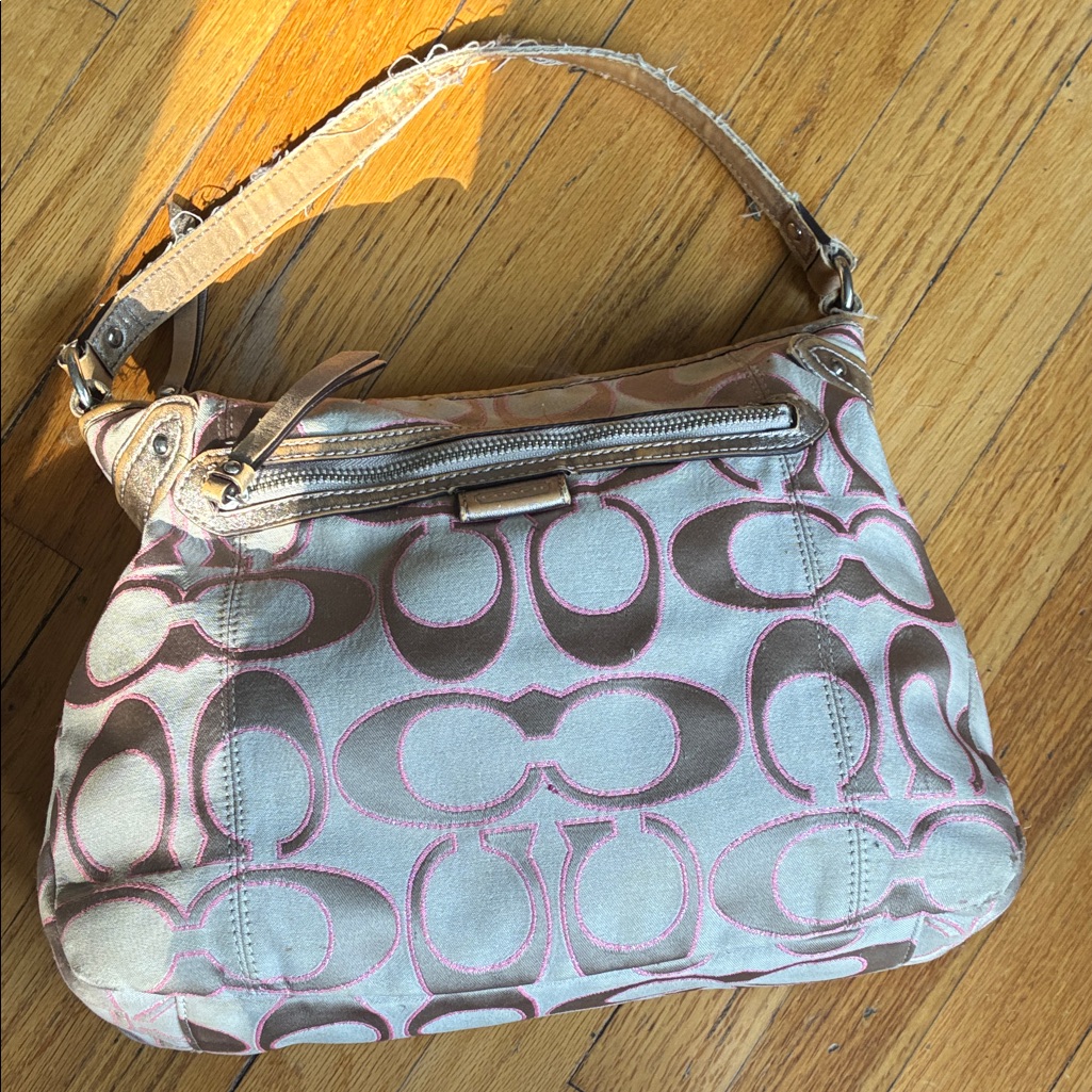 Stylish Tan And Pink Women's Bag